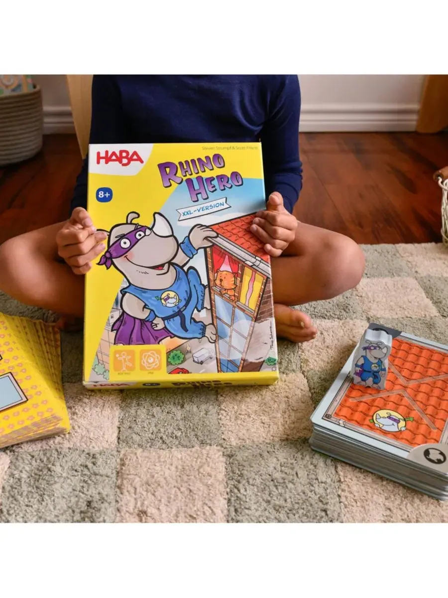 Настольная игра с гигантскими картами «Гигантский носорог-герой XXL» Haba — изображение 4 из 7