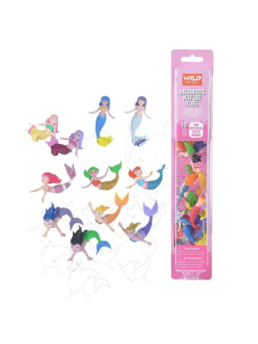 Набор фигурок русалок, 10 предметов, Mermaid Nature Tube Wild Republic, Open Miscellaneous