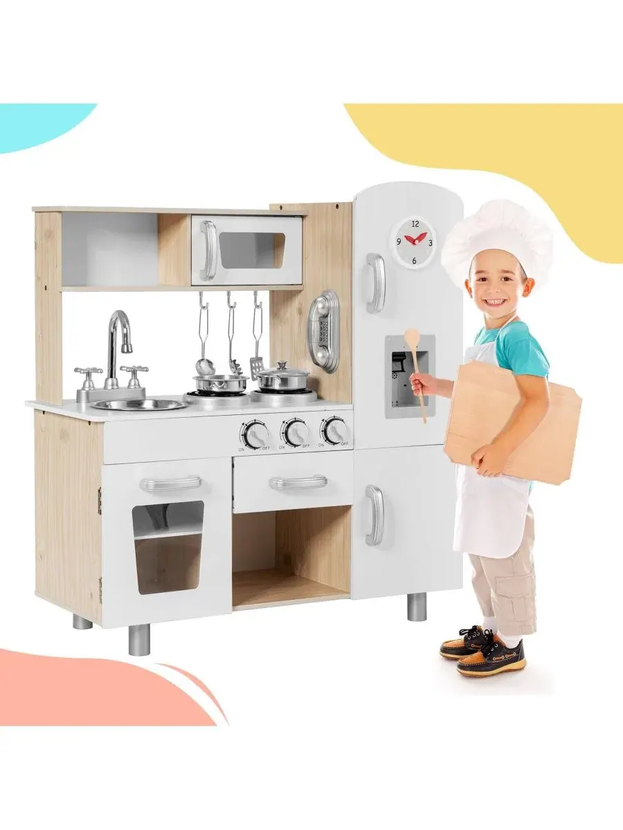 SUGIFT Винтажная игровая кухня для детей, набор для ролевых игр с подачей воды Inolait — изображение 5 из 11