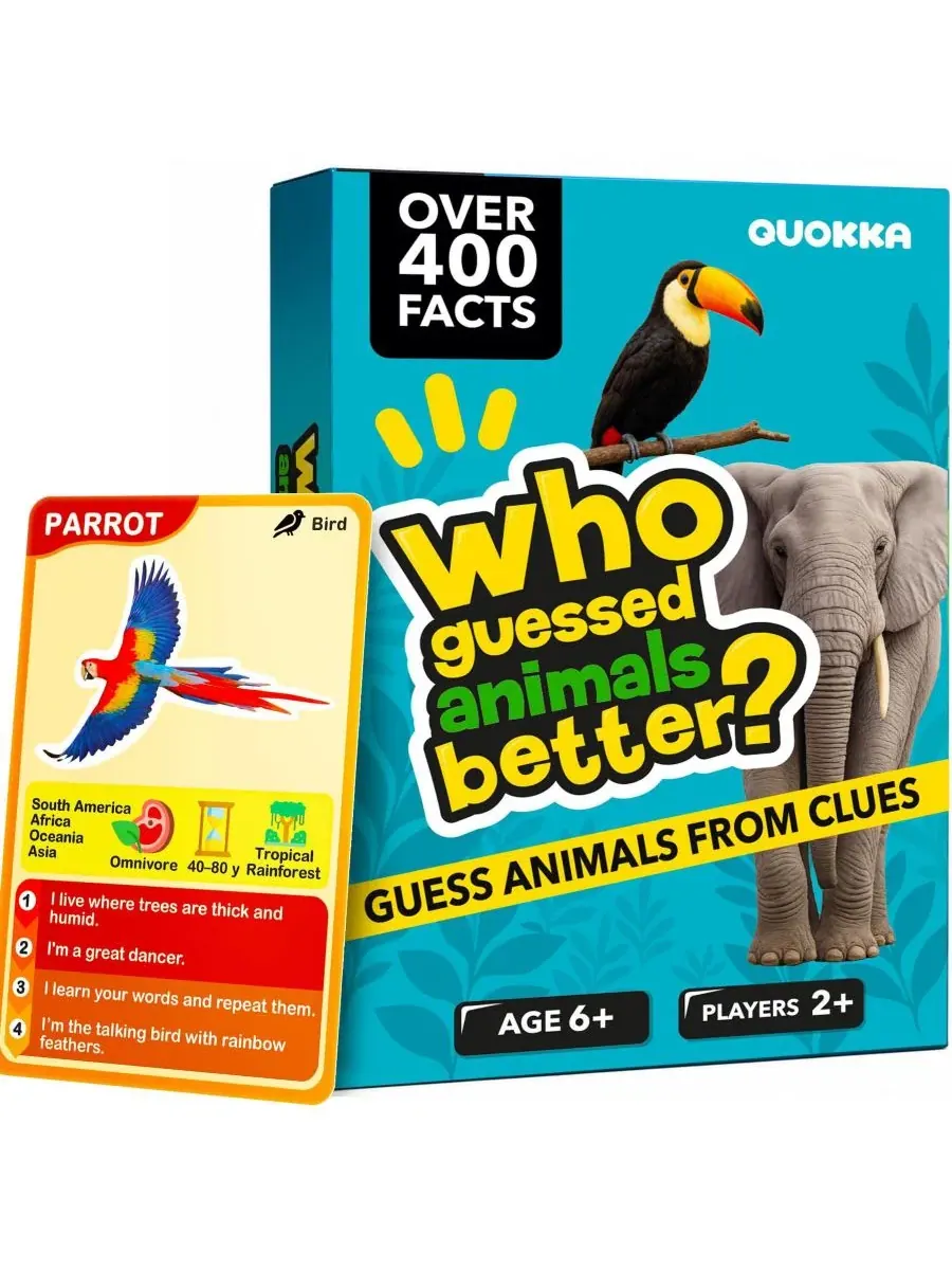 Настольная игра-угадайка Who Guess It Better, 50 карточек Quokka, Animals Vol 1