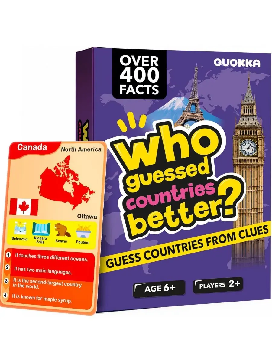 Настольная карточная игра Who Guess It Better, 50 карточек Quokka, World Countries