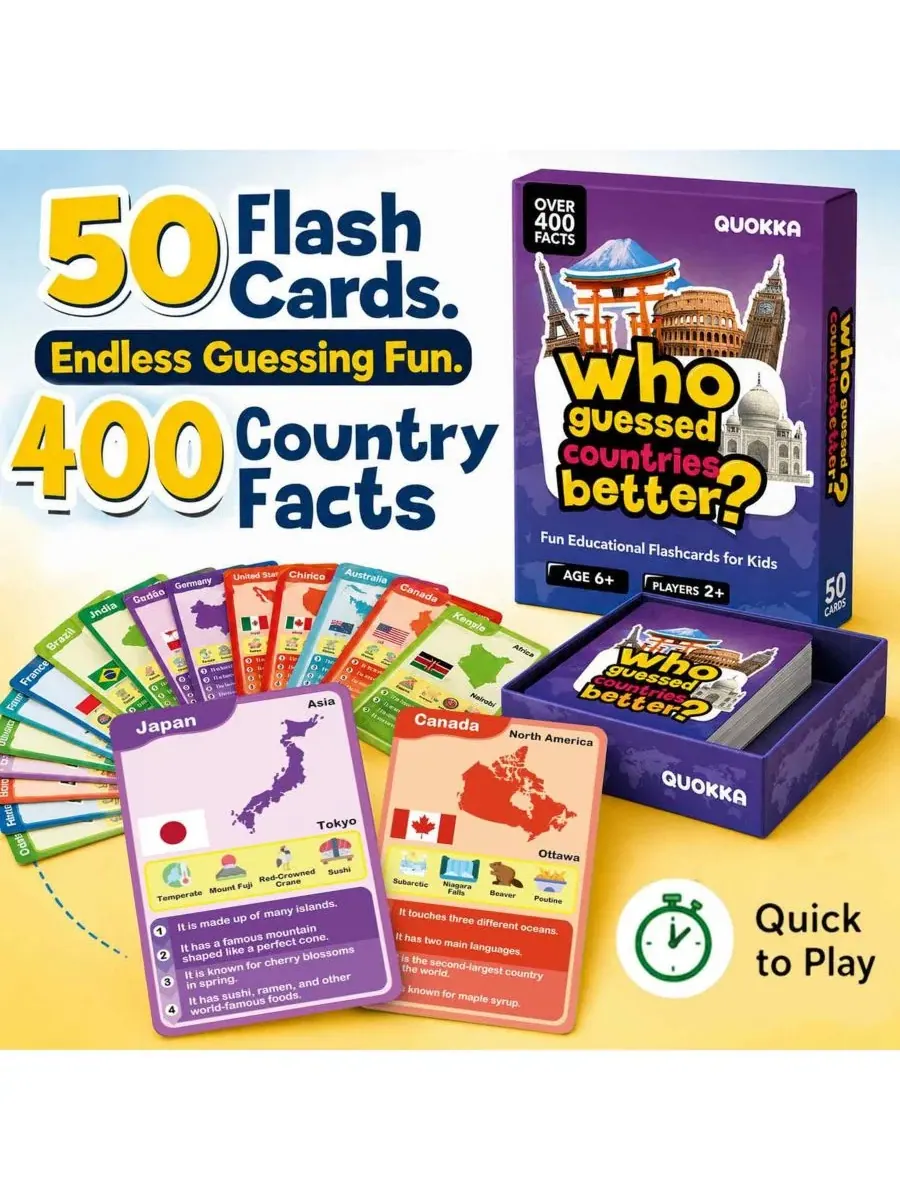 Настольная карточная игра Who Guess It Better, 50 карточек Quokka, World Countries — изображение 2 из 6