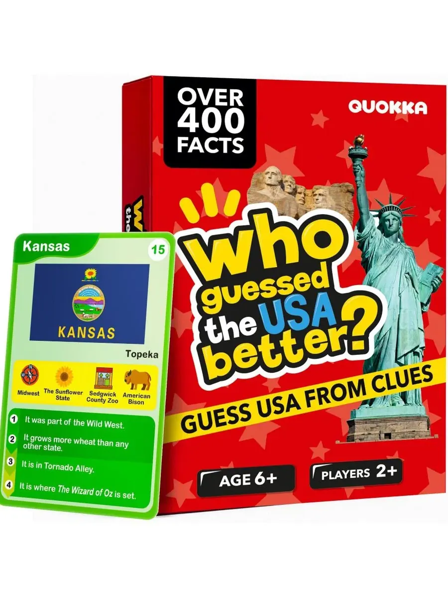 Настольная игра-викторина Who Guess It Better, 50 карточек Quokka, Usa States