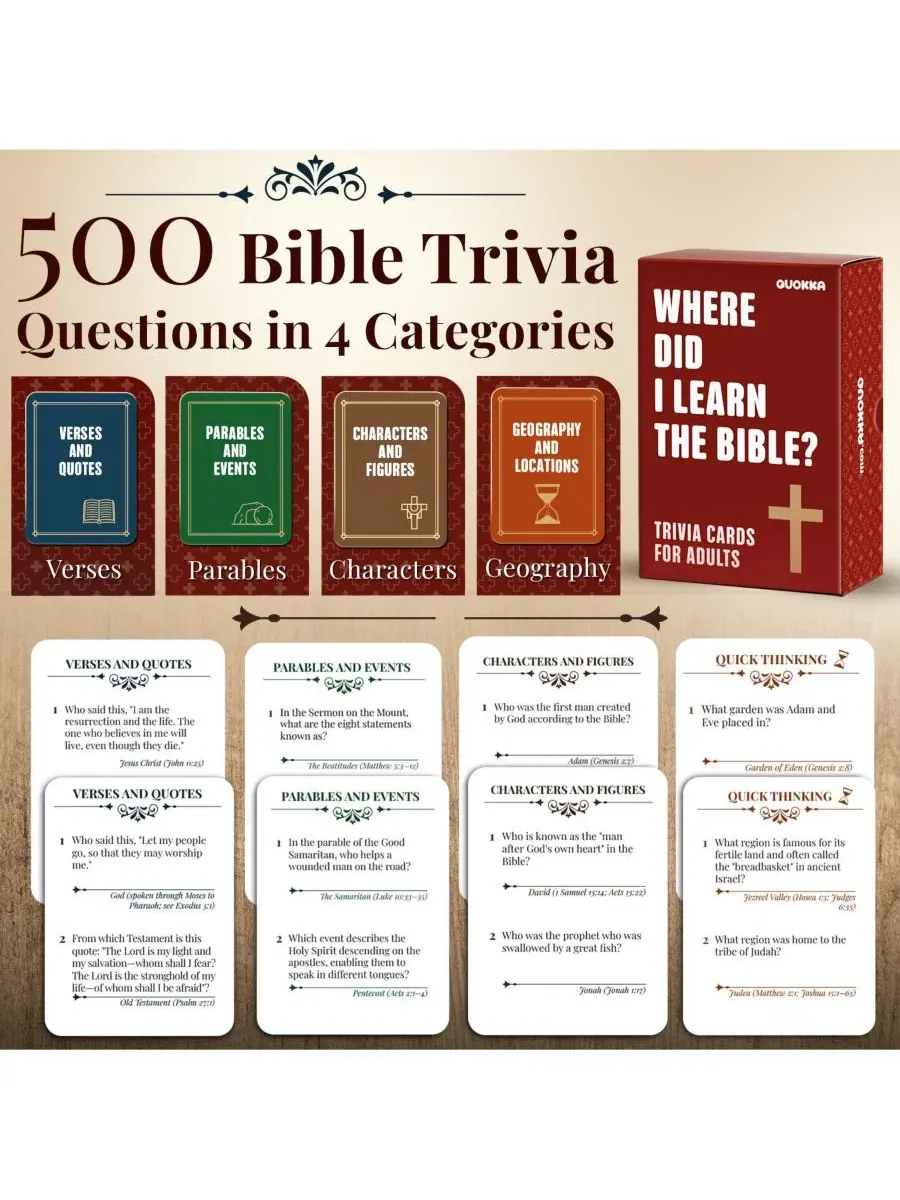 Настольная игра-викторина Bible Trivia с 500 вопросами Quokka, 500christian — изображение 2 из 6