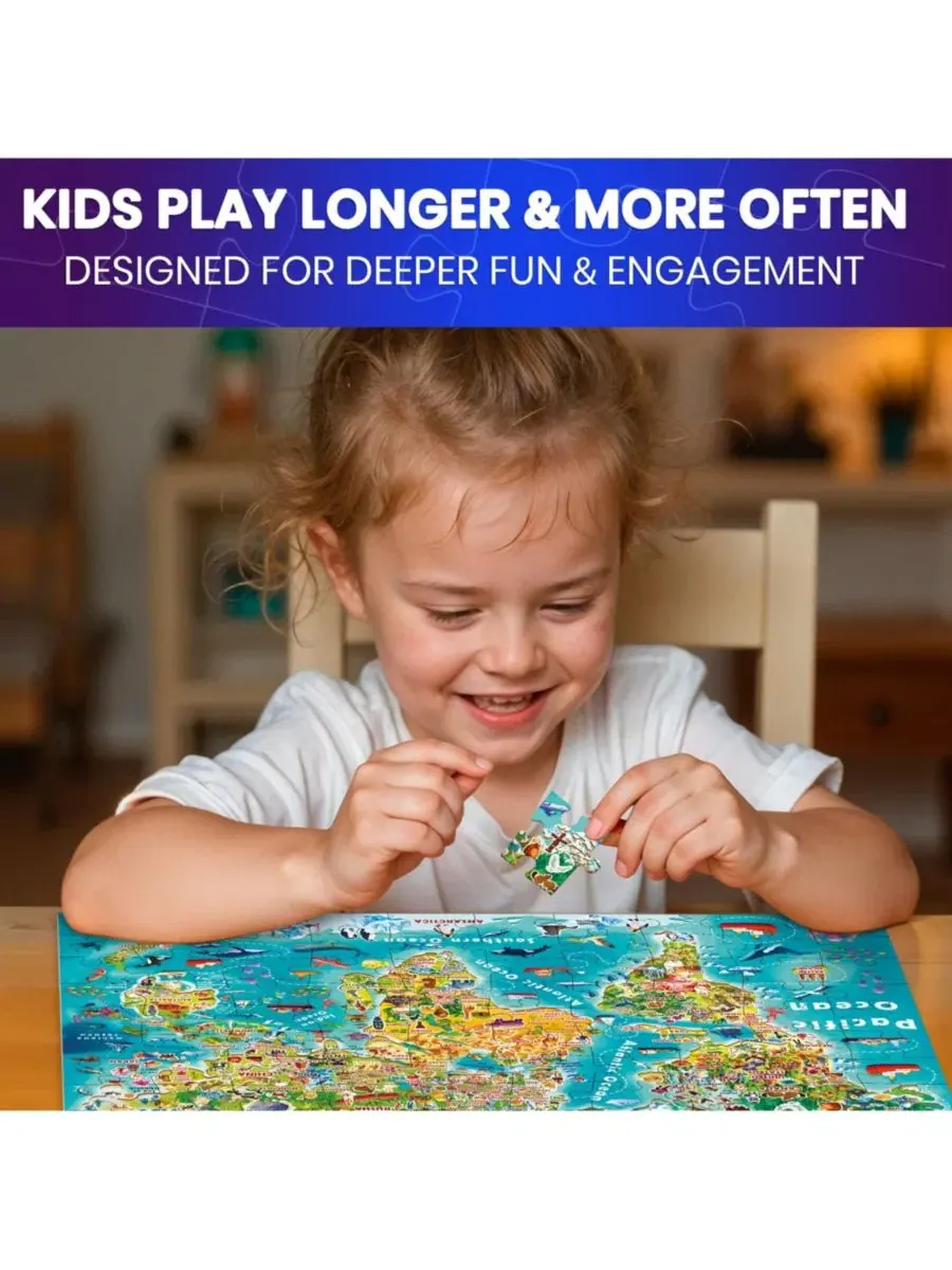 100 пазлов для детей 4-8 лет - Светящаяся в темноте карта США, карта мира и Солнечной системы — изображение 5 из 8