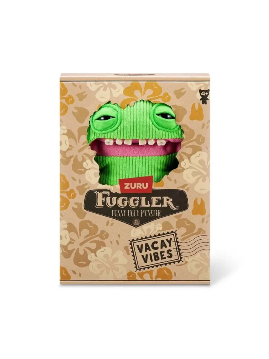 Мягкая игрушка Vacay Vibes Smiley O Riley Green Funny Ugly Monster Plush Toy 9 Inch Fuggler — изображение 2 из 3