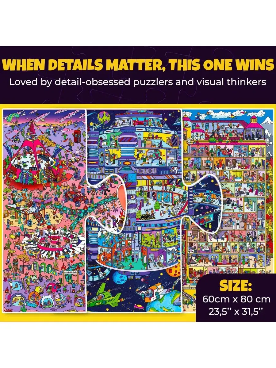 Набор из 3 пазлов по 1000 элементов Desert Whirl, Galactic Tails, Hotel Wildeluxe Quokka, 3 Puzzle — изображение 2 из 6