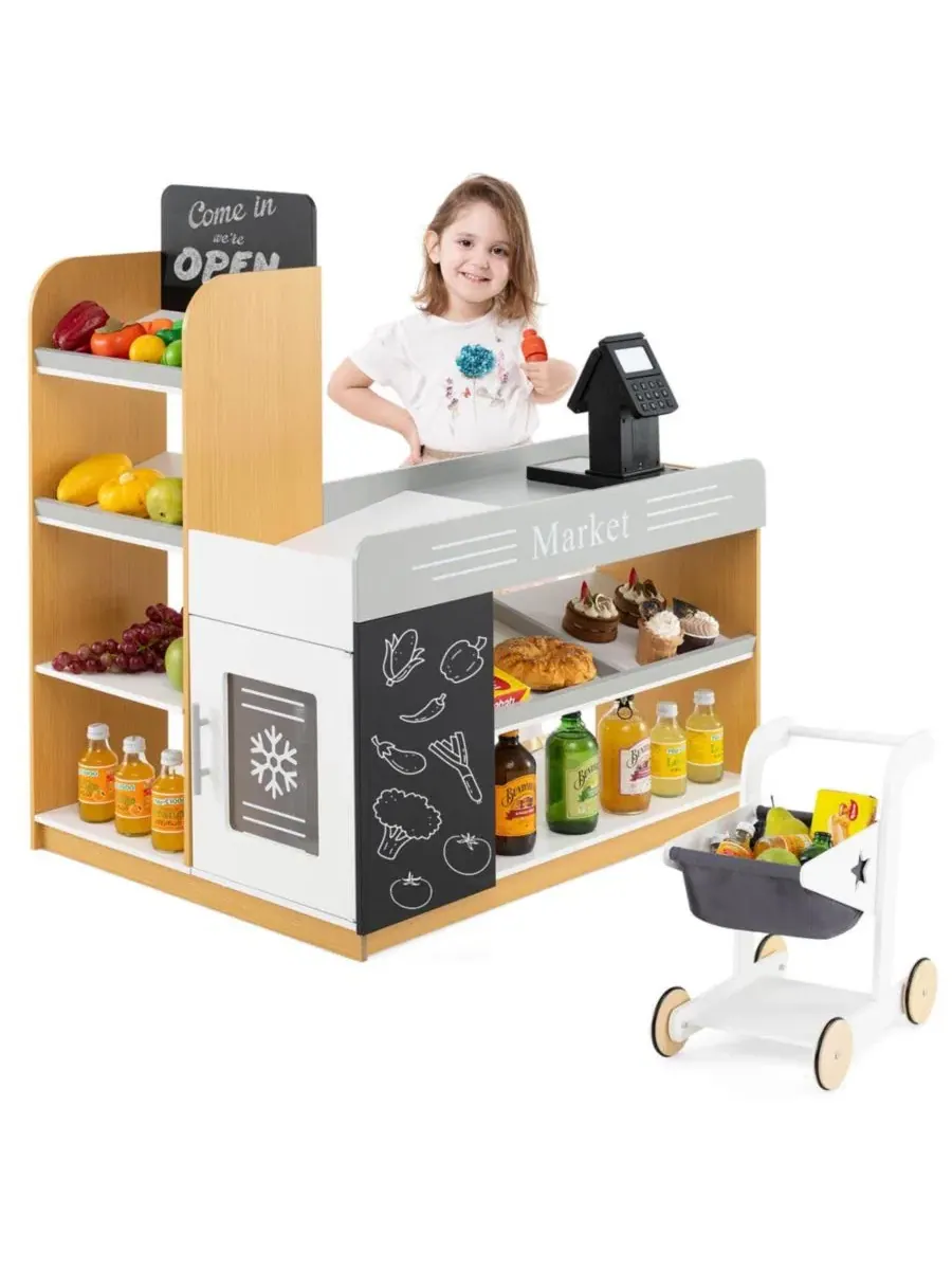 Игровой набор продуктовый магазин с тележкой и кассой Costway, Assorted Pre-pack