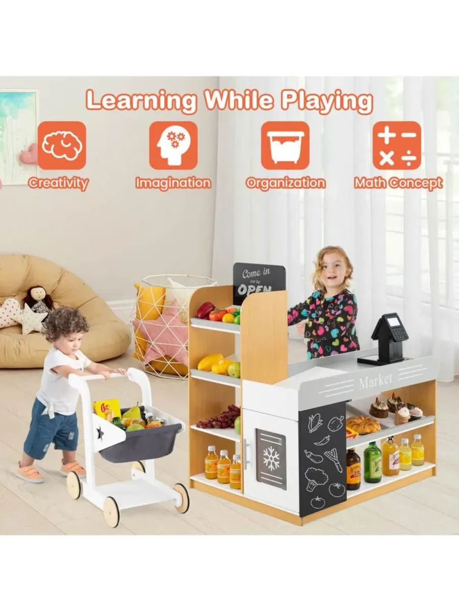 Игровой набор продуктовый магазин с тележкой и кассой Costway, Assorted Pre-pack — изображение 6 из 9