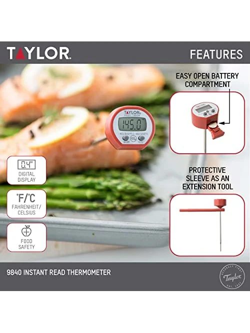 Taylor цифровой кухонный термометр для мяса с чехлом-клипсой, красный — изображение 2 из 5