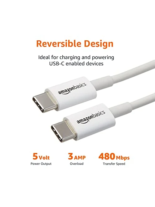 Amazon Basics — кабель USB-C, 6 футов — изображение 6 из 7, белый