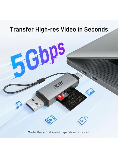 acer кардридер USB-C SD/MicroSD двойной слот — изображение 2 из 6, серый