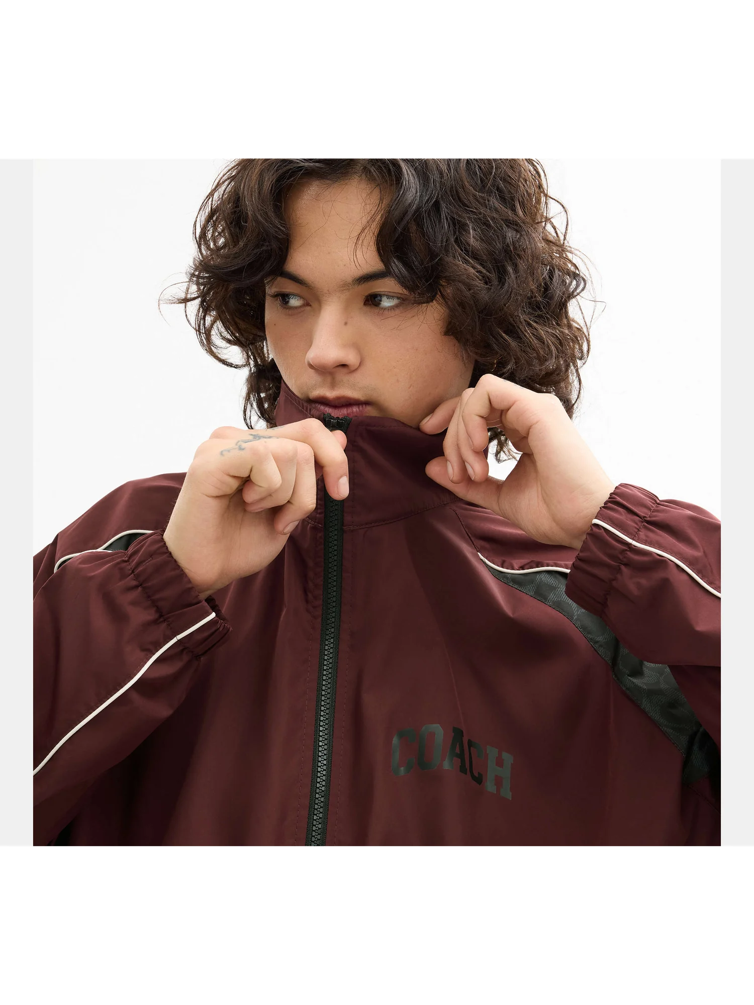 Мужская олимпийка Coach бордовая с логотипом — 10