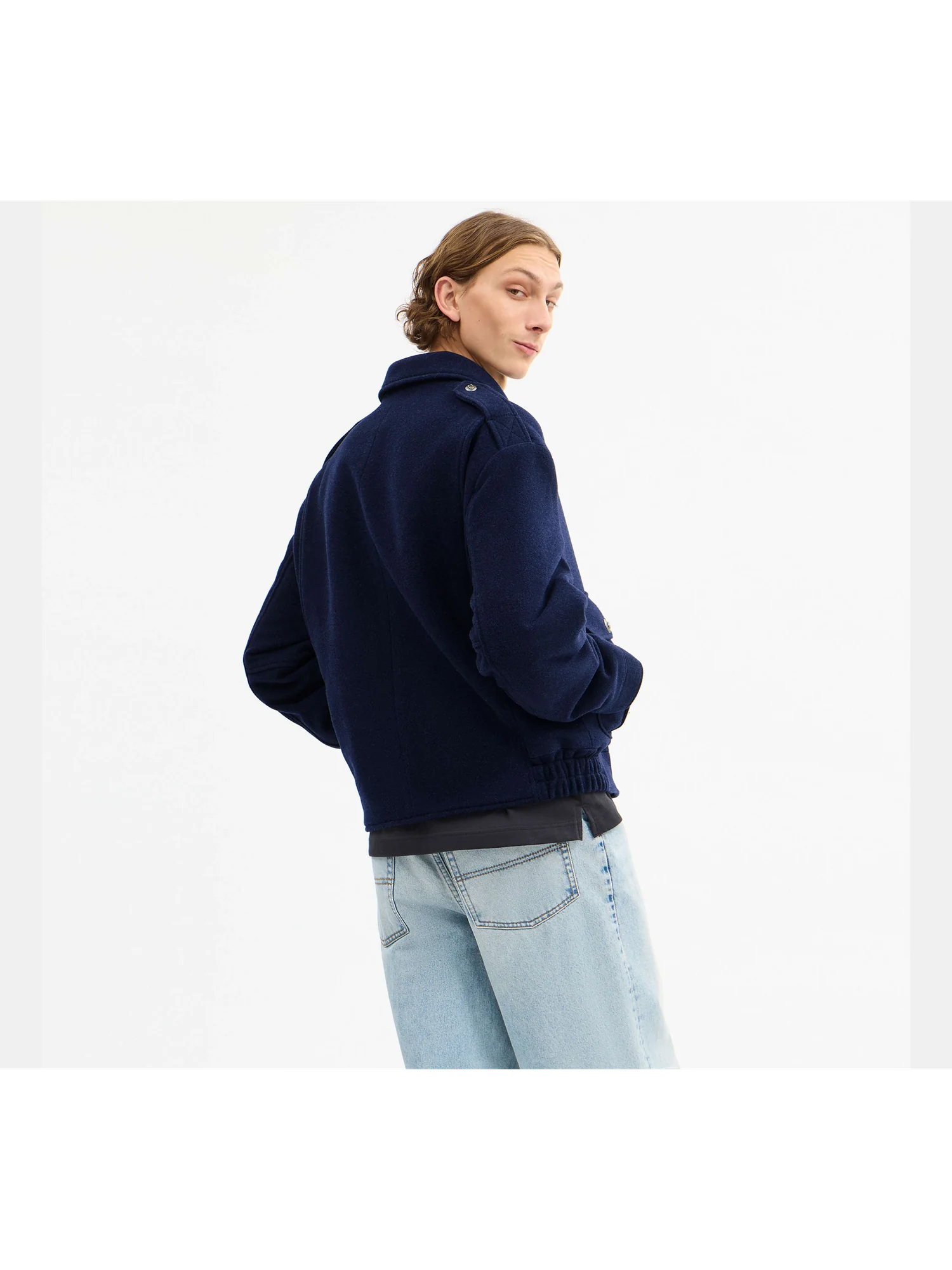 Куртка Coach Short Wool из шерсти, темно-синяя — 13