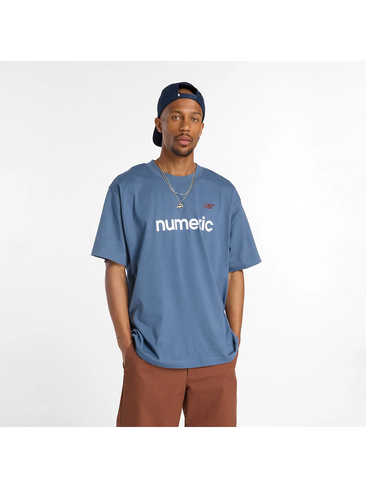 Футболка New Balance Numeric Linear Logo синяя — 1
