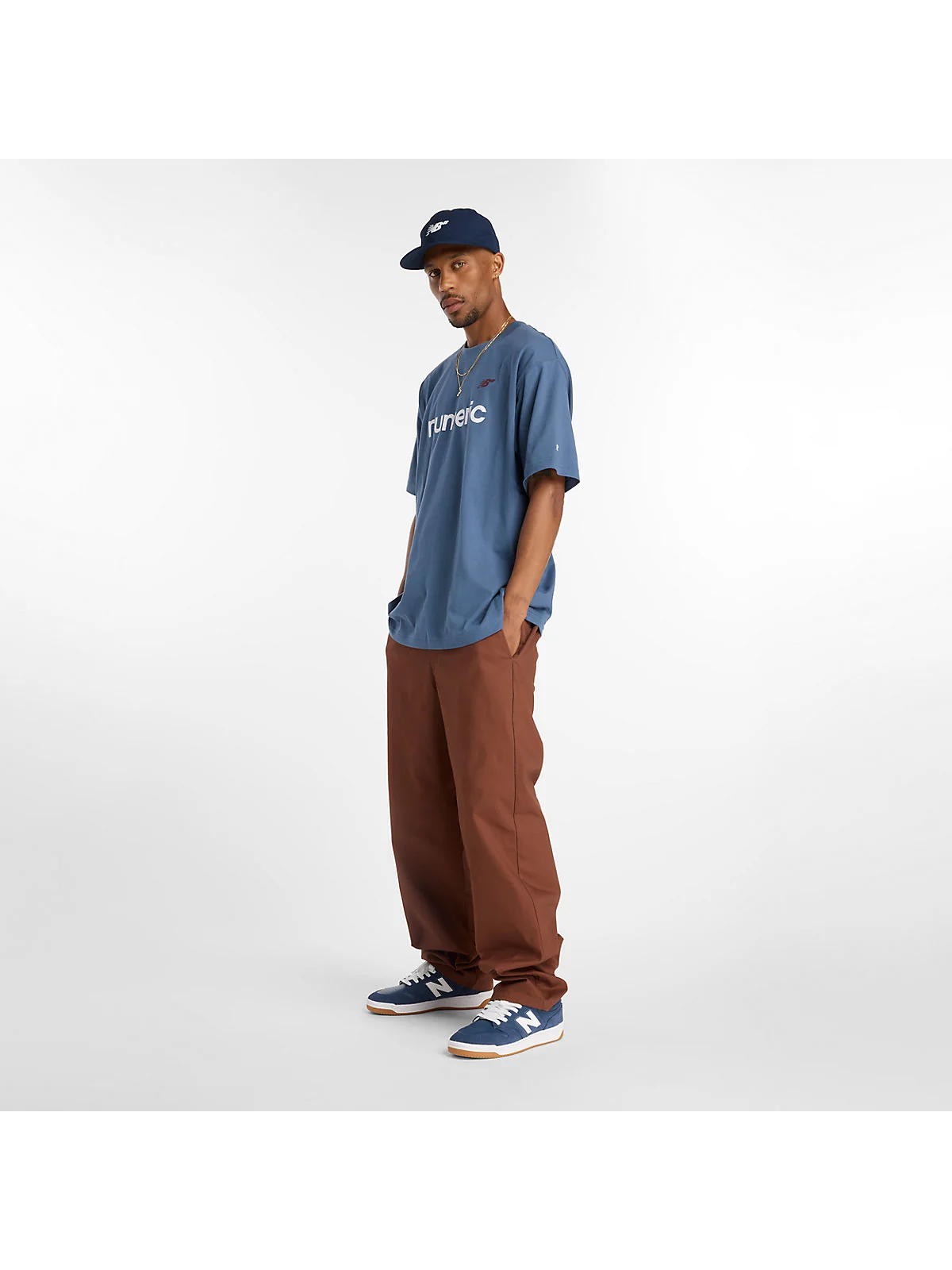 Футболка New Balance Numeric Linear Logo синяя — 2