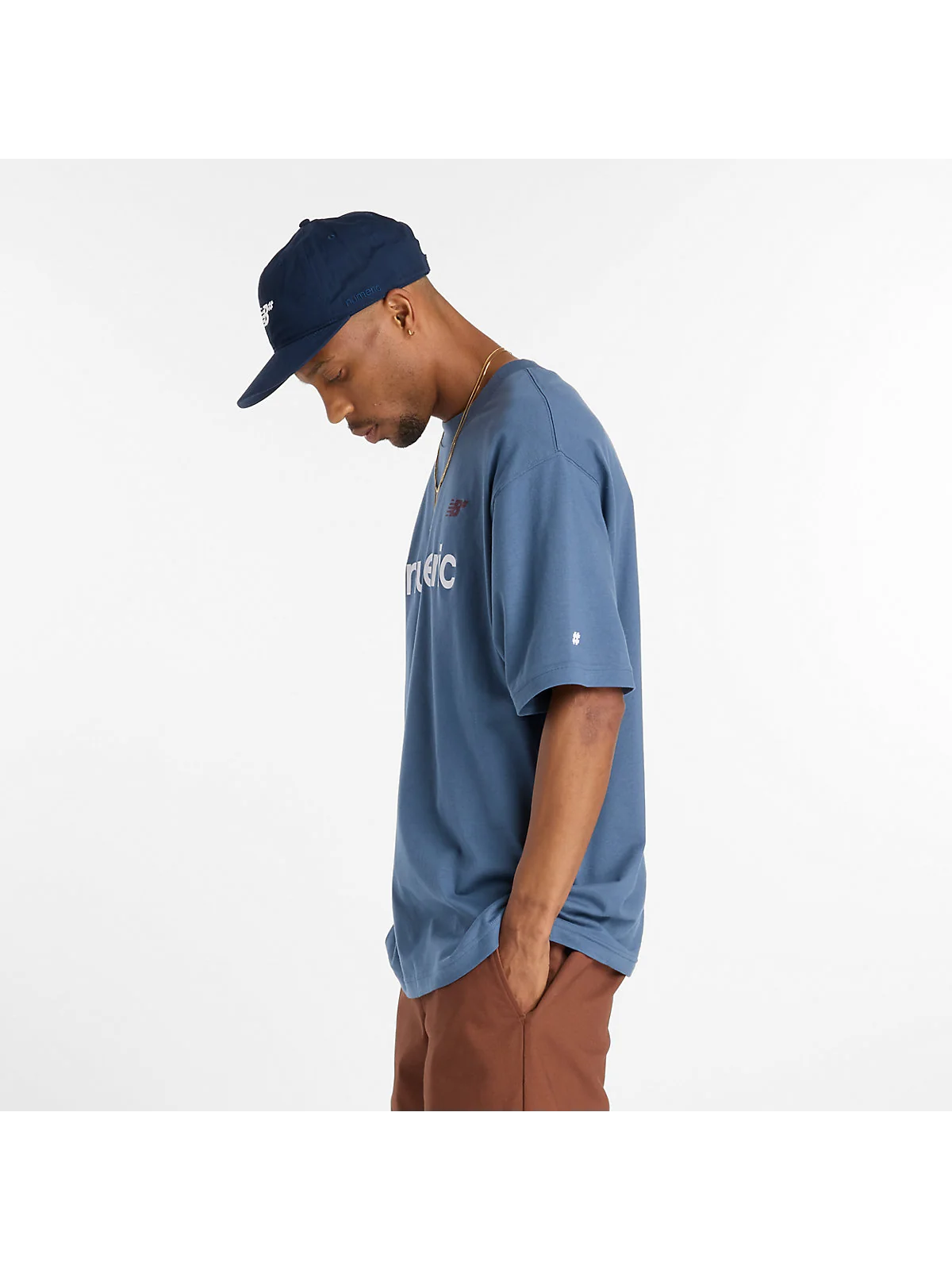 Футболка New Balance Numeric Linear Logo синяя — 5