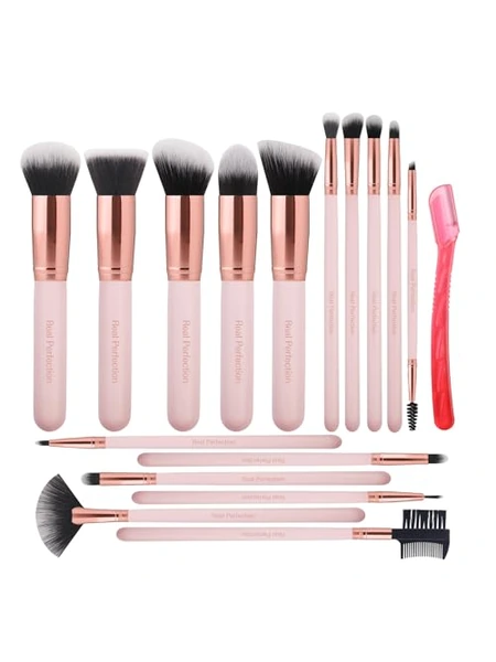 Набор кистей для макияжа 16 пр. Premium Synthetic Real Perfection с бритвой