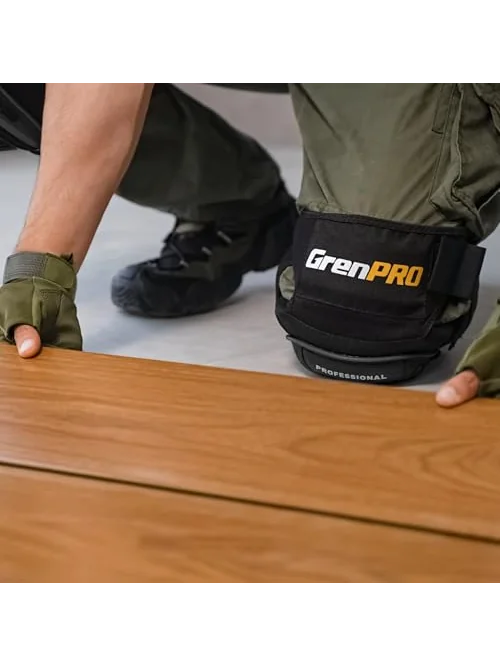 Наколенники GRENPRO защитные с гелевой подушкой и ремнями, черные — 2