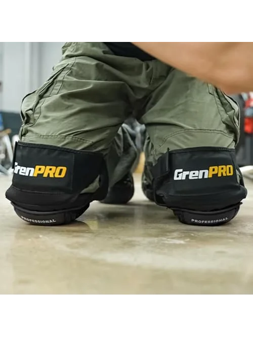 Наколенники GRENPRO защитные с гелевой подушкой и ремнями, черные — 4