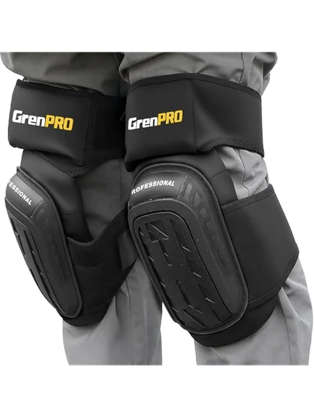 Наколенники GRENPRO защитные с гелевой подушкой и ремнями, черные
