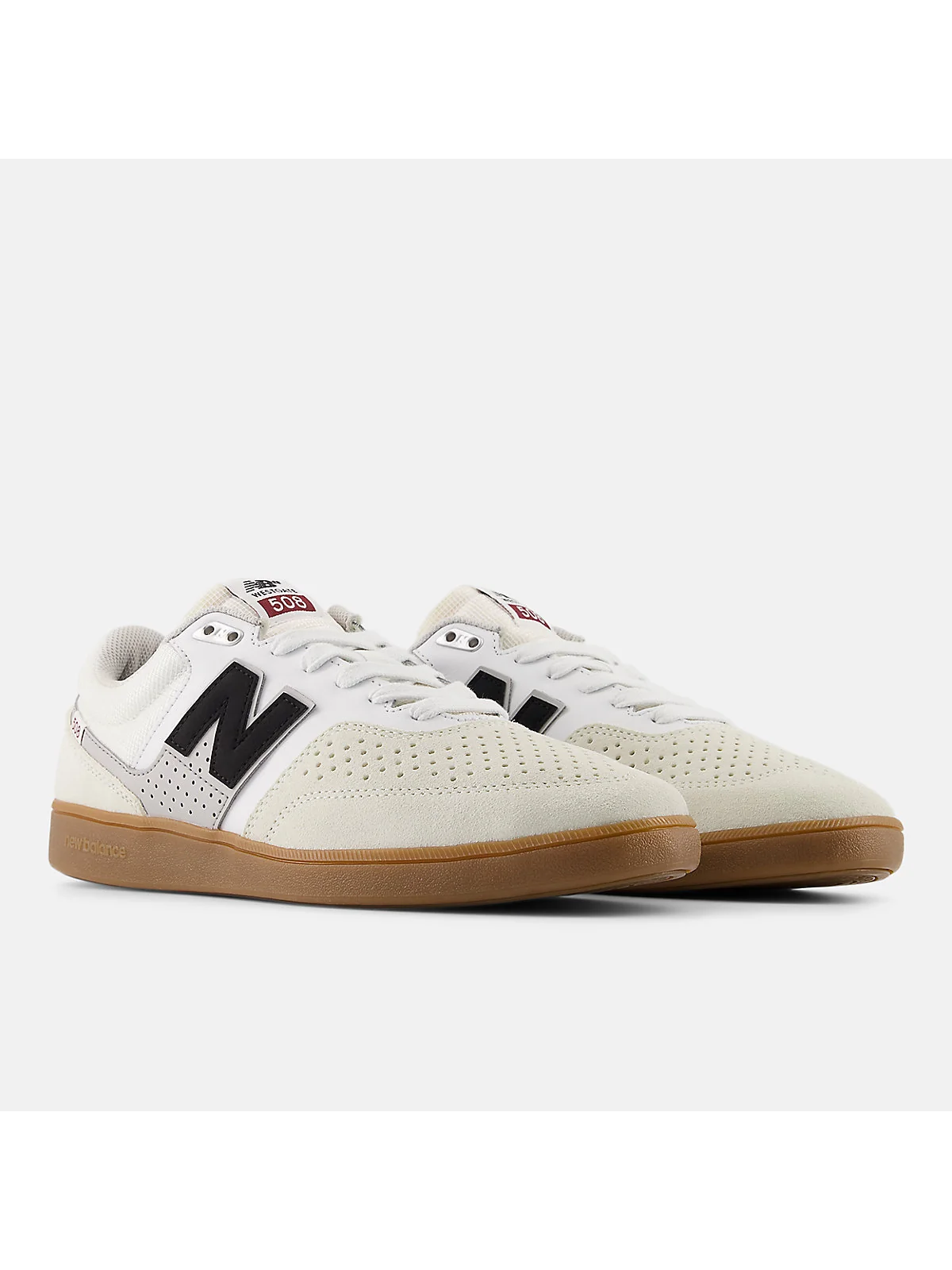 Серые скейт-кроссовки New Balance 508, вид спереди с белыми шнурками