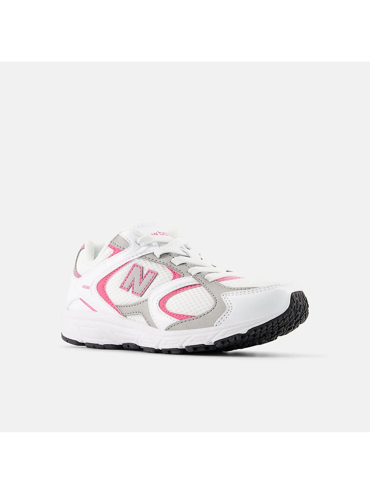New Balance 408 Bungee Lace белые с серебром, вид сбоку.