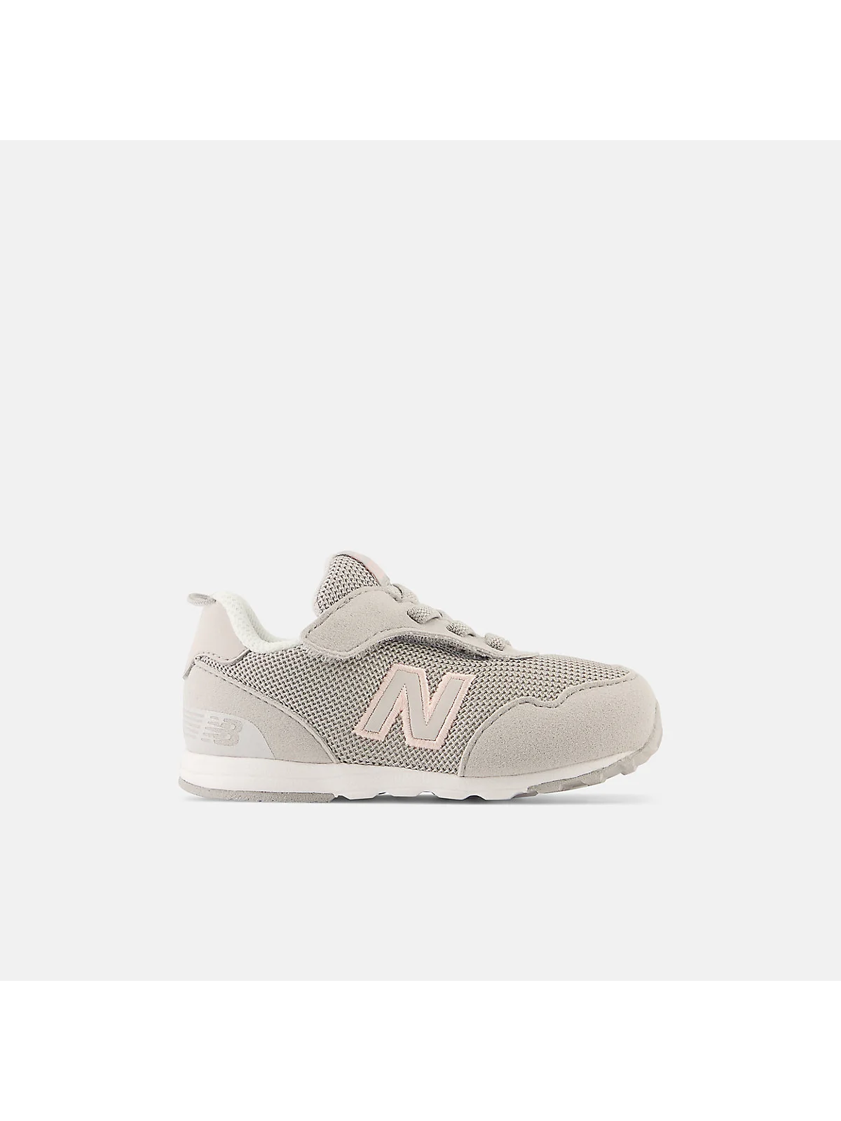 Детские кроссовки New Balance 515 NEW-B серые с белым на липучке