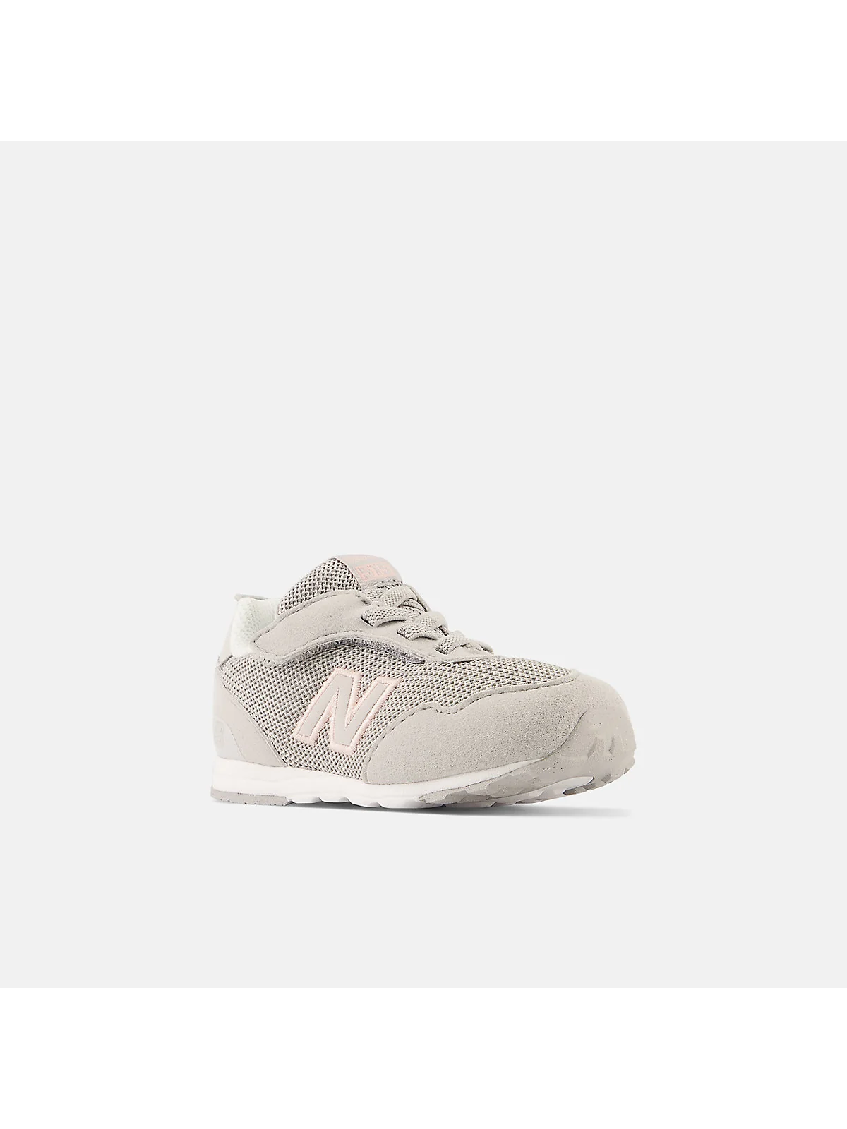 Детские кроссовки New Balance 515 серые на липучке, вид сбоку с клапаном