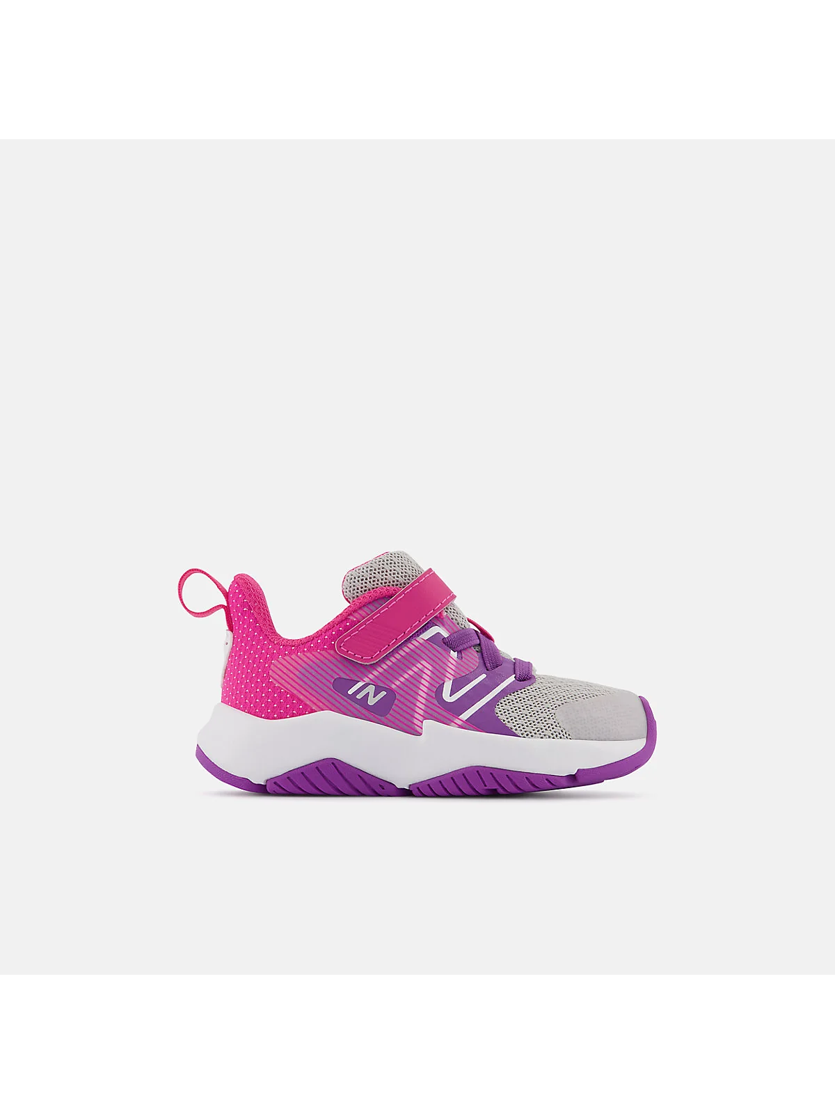Разноцветные детские кроссовки New Balance Rave Run v2 с эластичным ремешком, вид сбоку