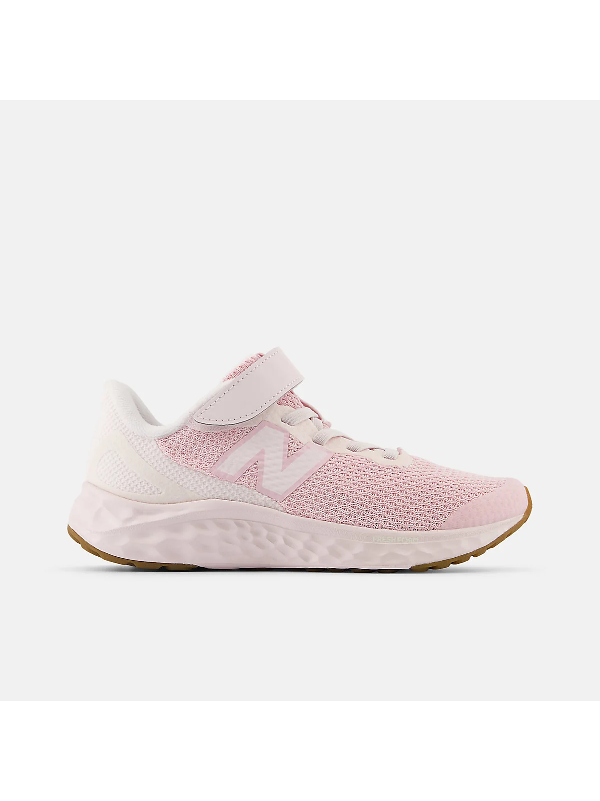 Чёрные детские кроссовки New Balance Fresh Foam Arishi v4 с серо-чёрным верхом, вид сбоку