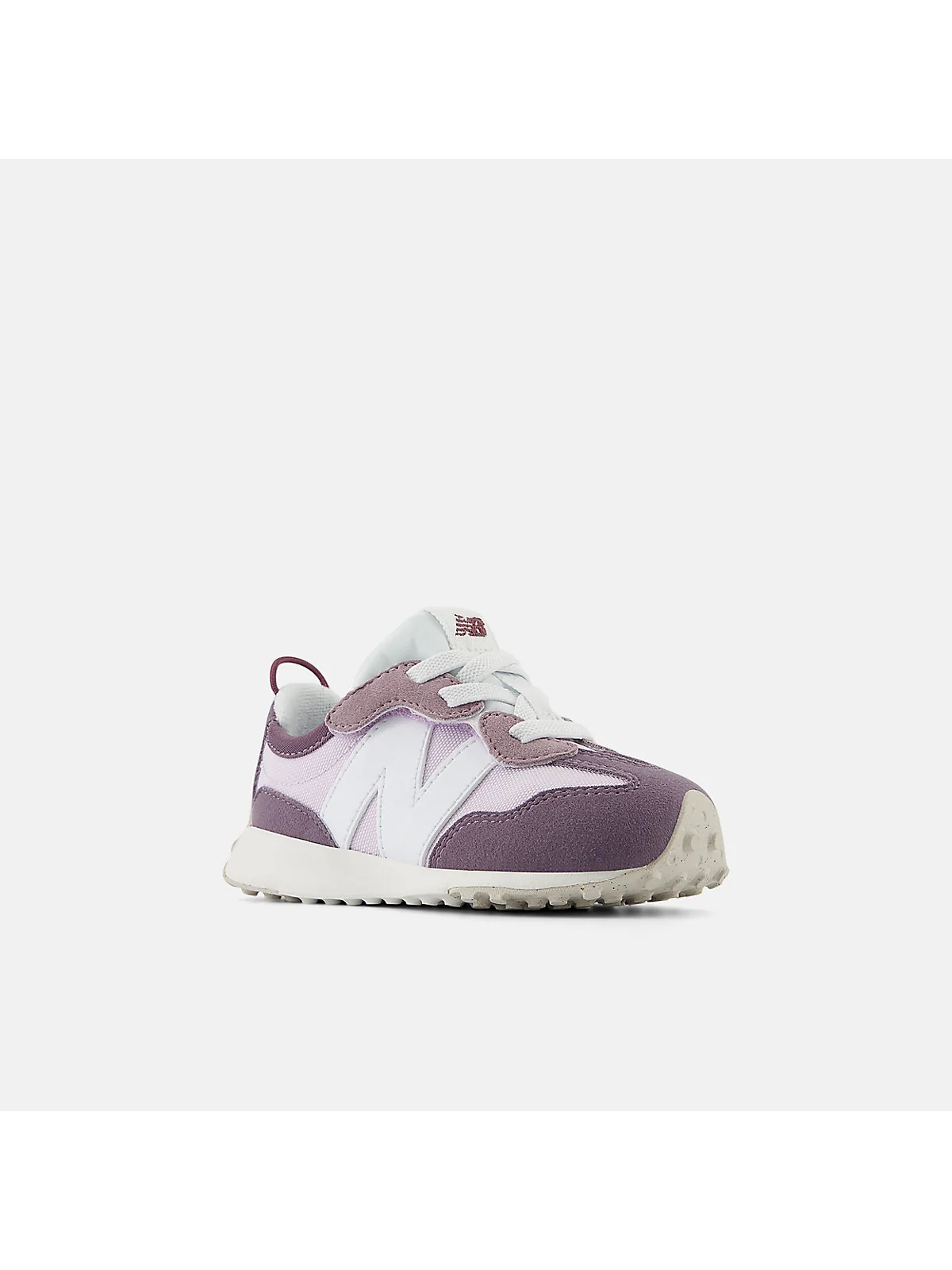 Детские кроссовки New Balance 327 NEW-B на липучке фиолетовые, боковой вид.