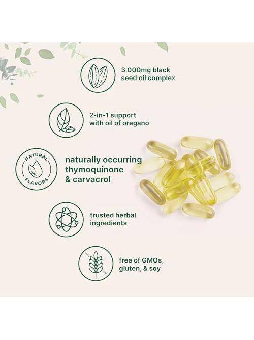 Micro Ingredients масло чёрного тмина 3000 мг с маслом орегано, капсулы — изображение 3 из 5