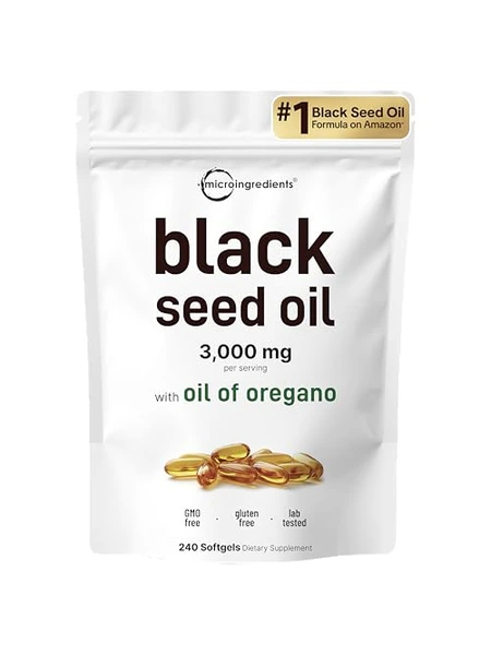 Micro Ingredients масло чёрного тмина 3000 мг с маслом орегано, капсулы