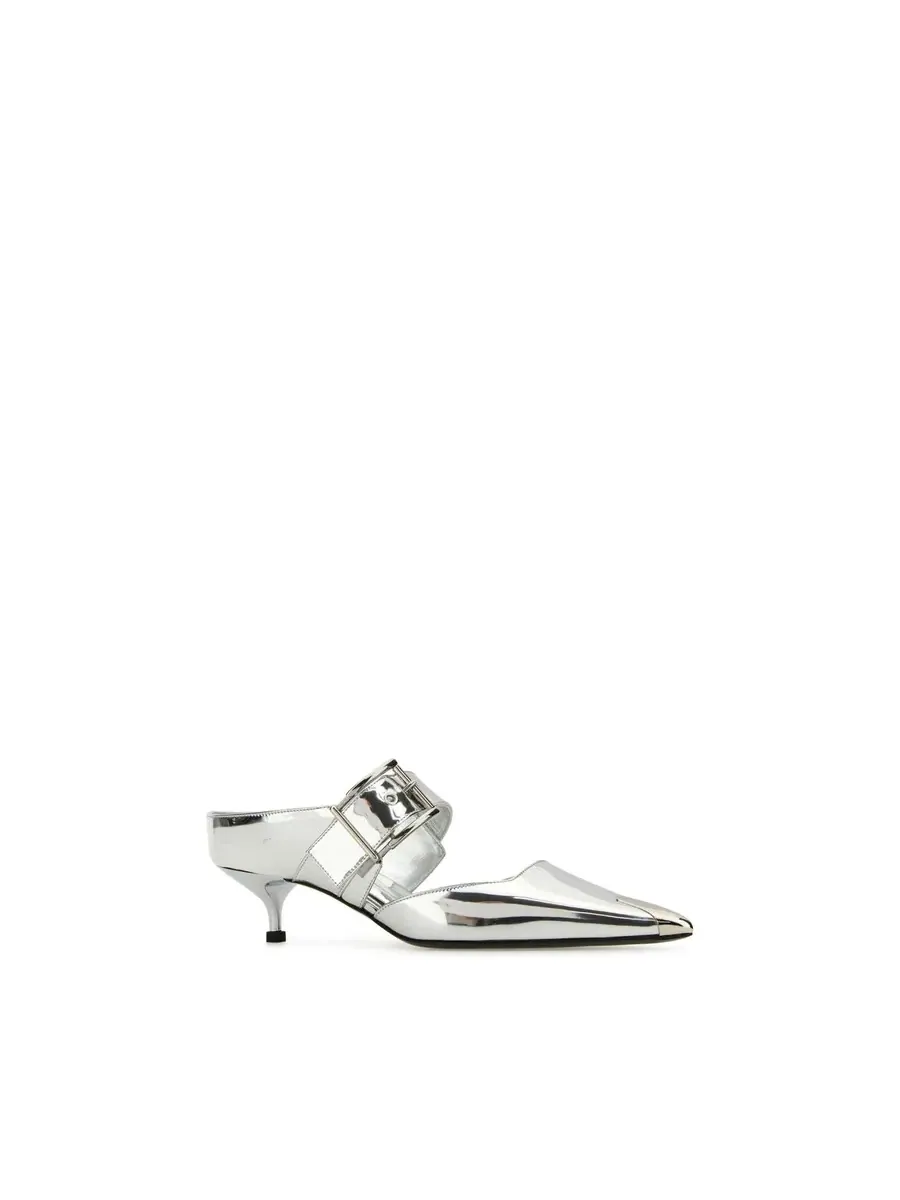 Alexander McQueen Punk 40 мм зеркальные мюли — изображение 2 из 3, белый
