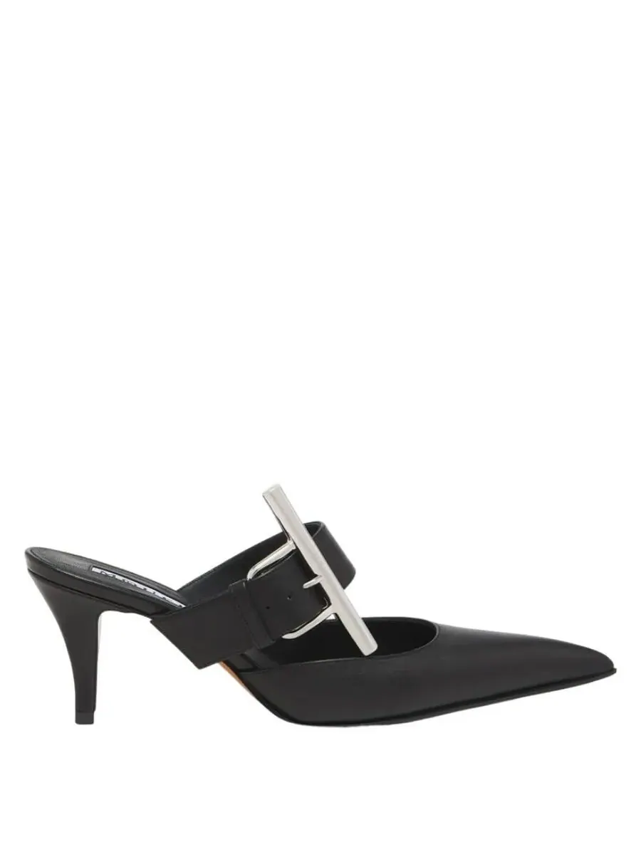 Женские черные кожаные мюли Alexander McQueen модели Birdee
