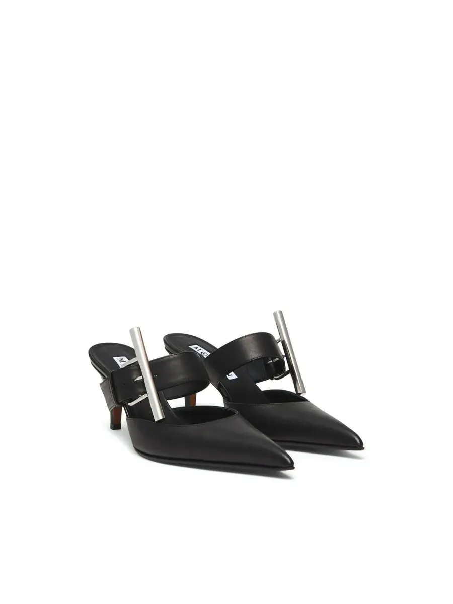Женские черные кожаные мюли Alexander McQueen модели Birdee — изображение 3 из 3, черный