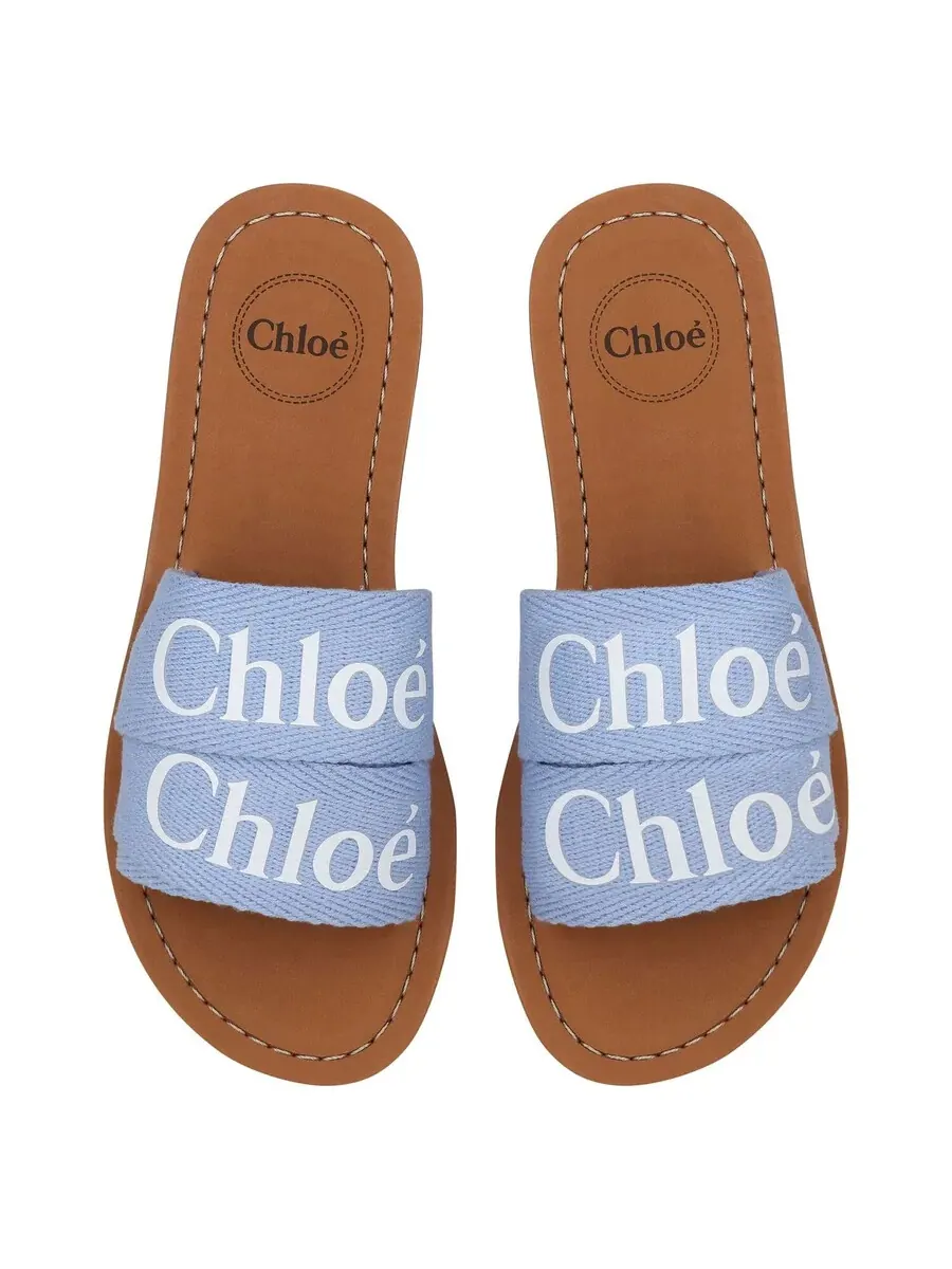 Сандалии Chloé с двойным логотипом — изображение 3 из 3, джинсовый синий синий