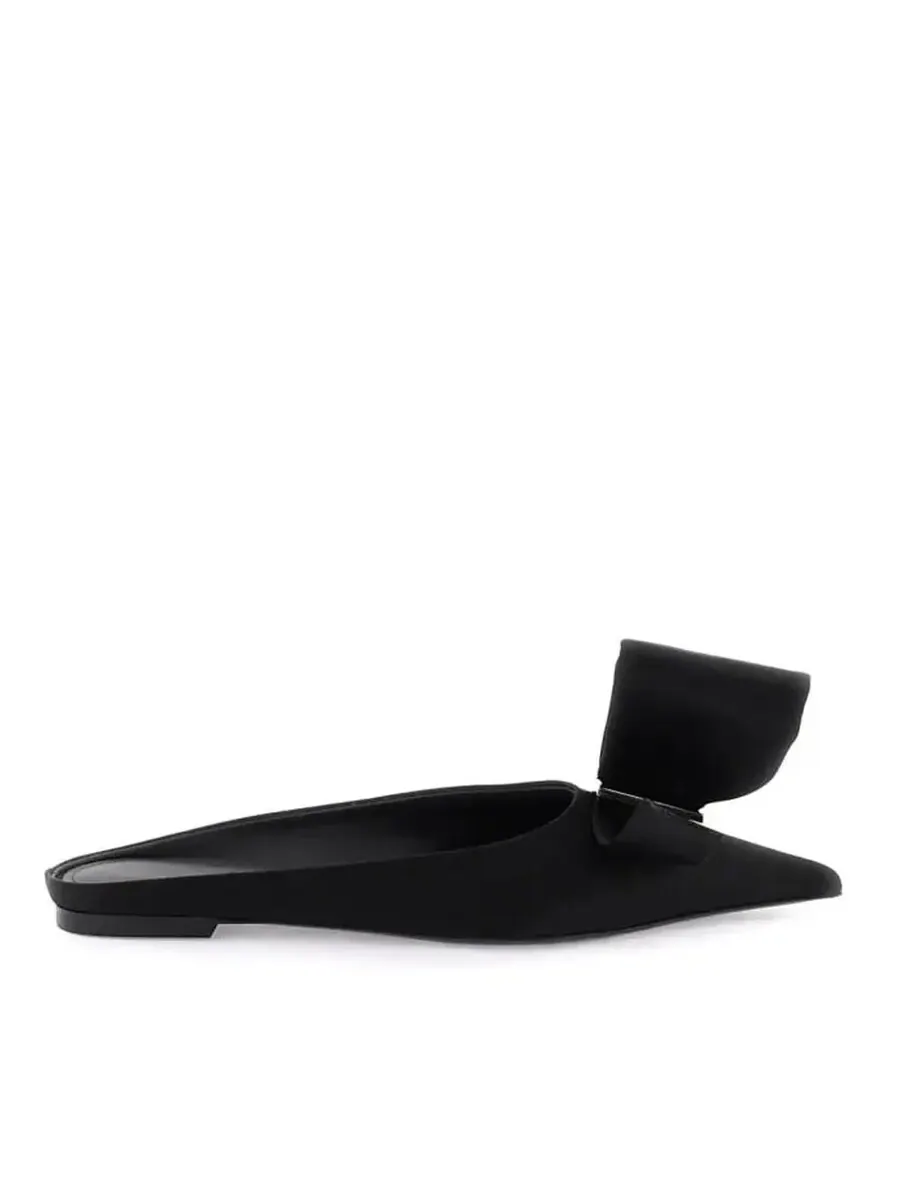 Сатиновые мюли Ferragamo с асимметричным бантом