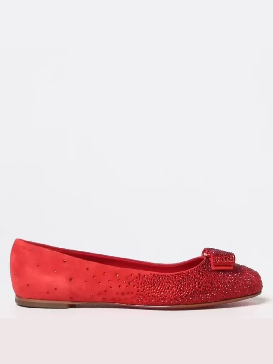 Балетки Ferragamo из замши с вышивкой