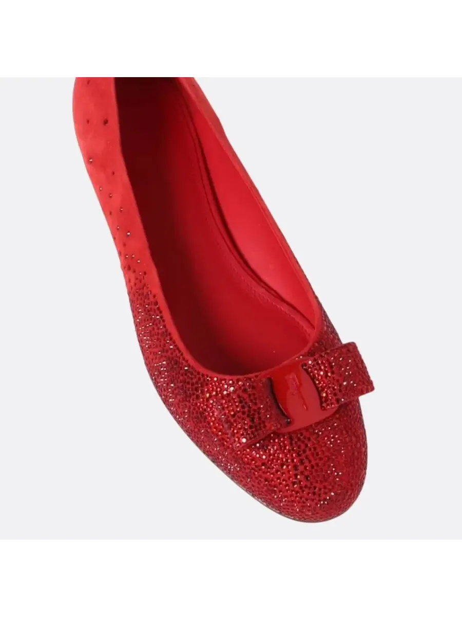 Балетки Ferragamo из замши с вышивкой — изображение 3 из 4, красный