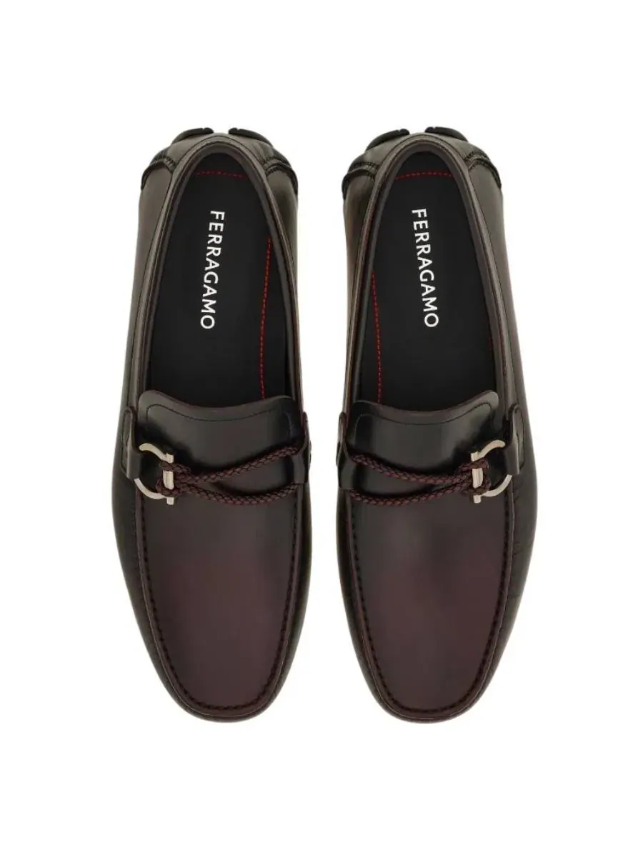 Кожаные лоферы Ferragamo с отделкой Gancini — изображение 3 из 3, красный