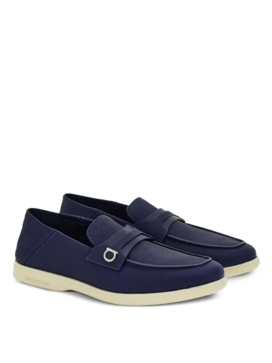 Кожаные лоферы Ferragamo с пряжкой Gancini — изображение 2 из 4, синий