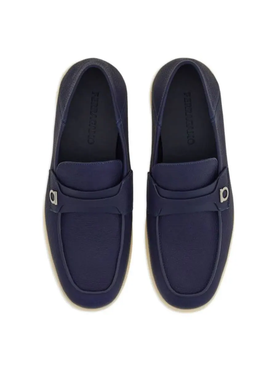 Кожаные лоферы Ferragamo с пряжкой Gancini — изображение 3 из 4, синий