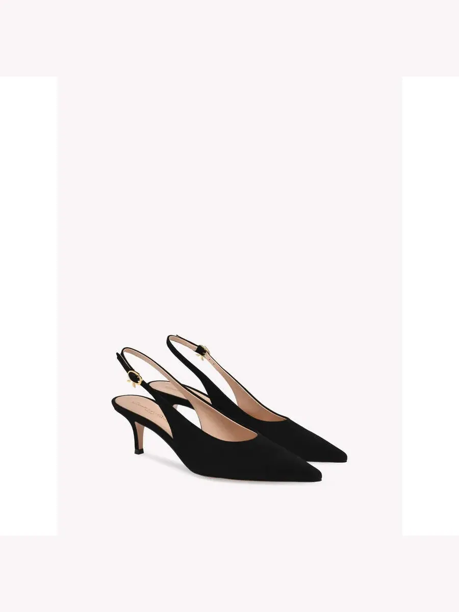 Замшевые туфли-слингбэки Gianvito Rossi Robbie Sling 55 — изображение 2 из 3, черный