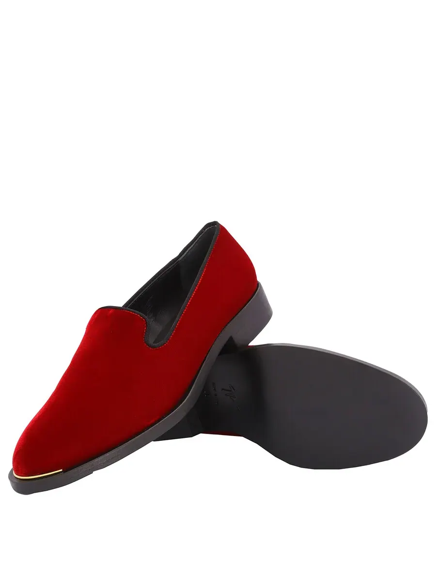 Лоферы Giuseppe Zanotti Lyidia с бархатным эффектом — изображение 2 из 4, красный