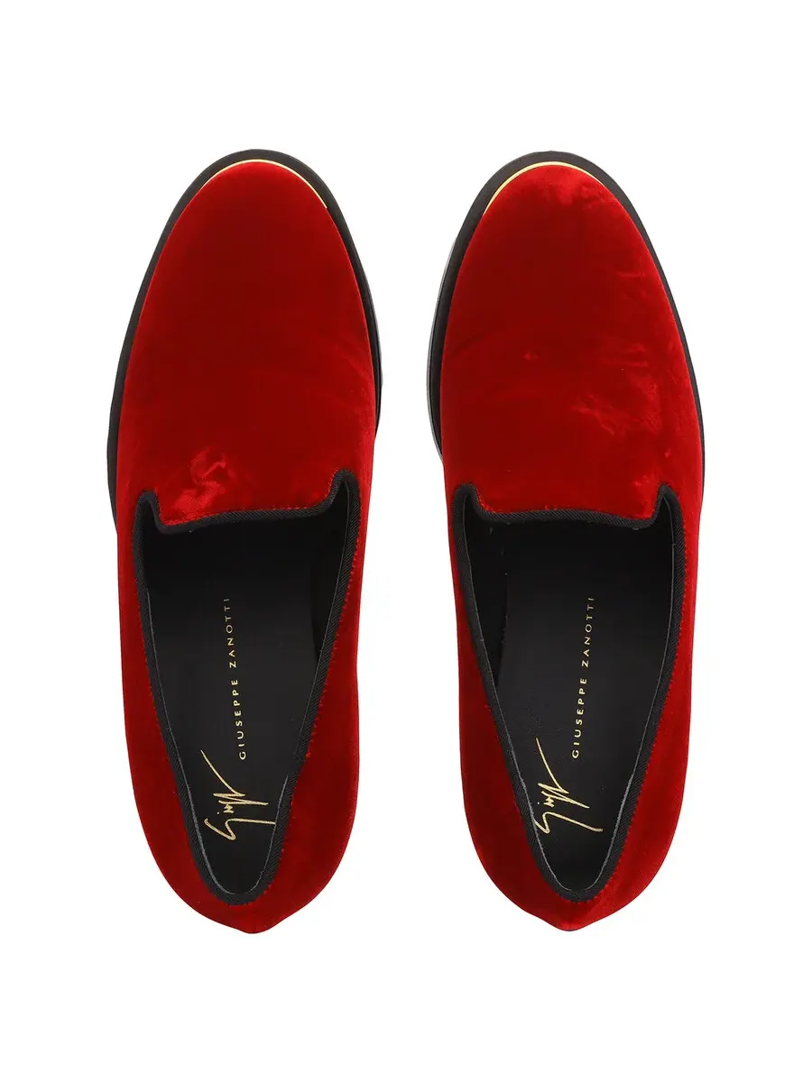 Лоферы Giuseppe Zanotti Lyidia с бархатным эффектом — изображение 3 из 4, красный