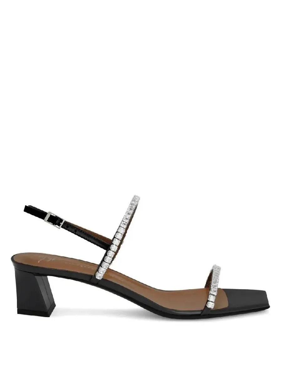 Кожаные сандалии Giuseppe Zanotti Valentine Crystal 45 — черный