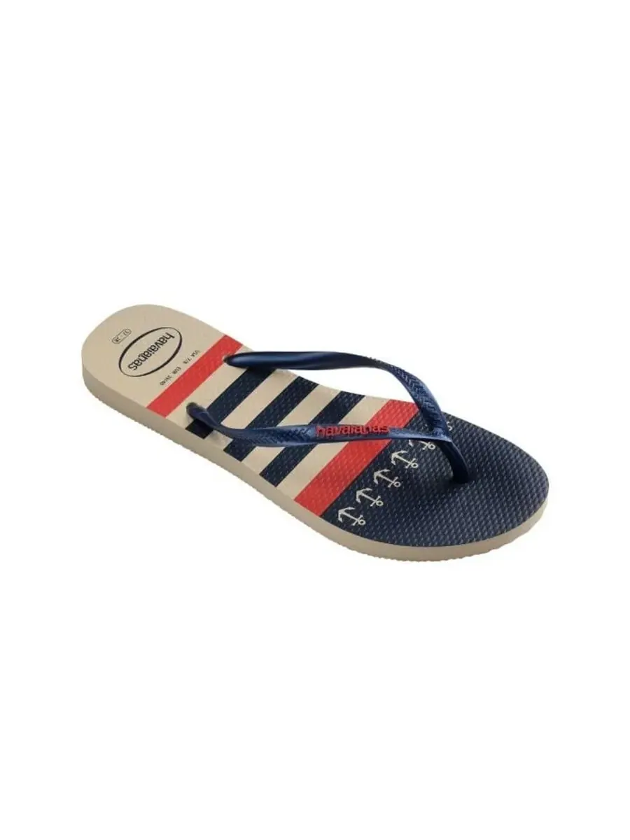 Сланцы Havaianas Nautical Slim Stripe, бежевый/синий — изображение 2 из 3
