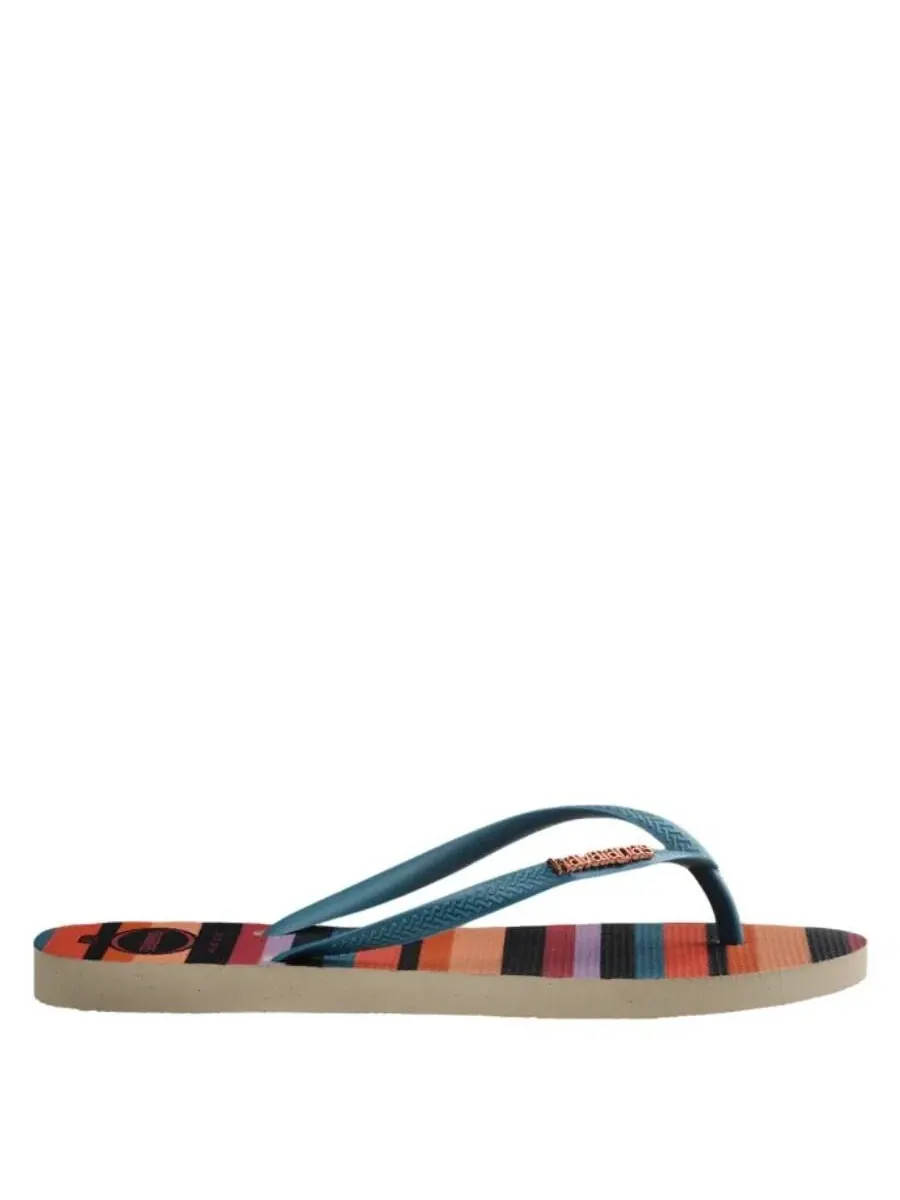 Сланцы Havaianas Slim Patchwork Stripe — бежевый